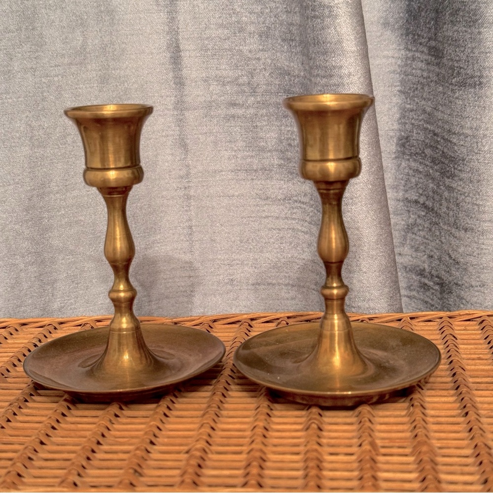 Pair Brass Candlesticks for Taper Candles 5” Made in Indian